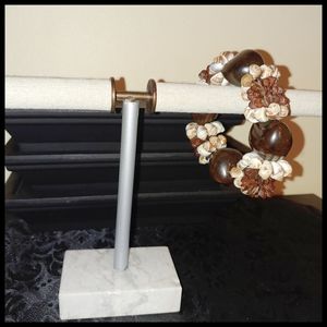 🎁 3 for $10 - Wooden Bead and Shell Elastic Bracelet